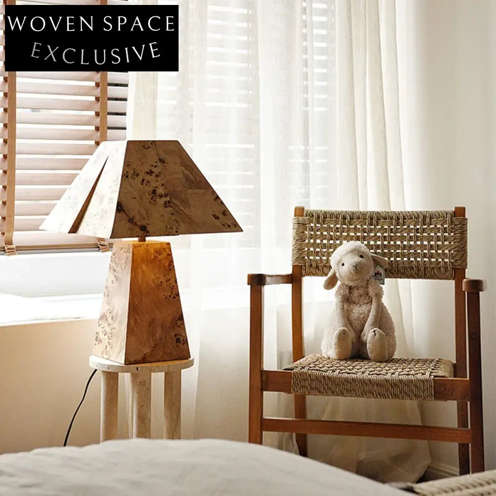 Wabi Sabi Burl Wood LED Table Lamp for Modern Bedroom Reading Lighting