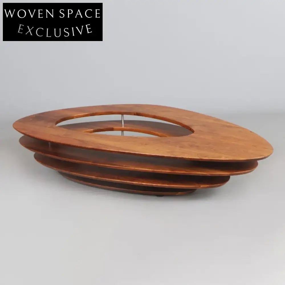 Wabi-sabi Dark Wood Hollow Shape Modern Living Room Coffee Table Set