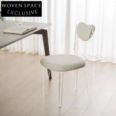 Wabi-Sabi Fabric Dining Chair Heart Backrest Acrylic Legs Modern Design
