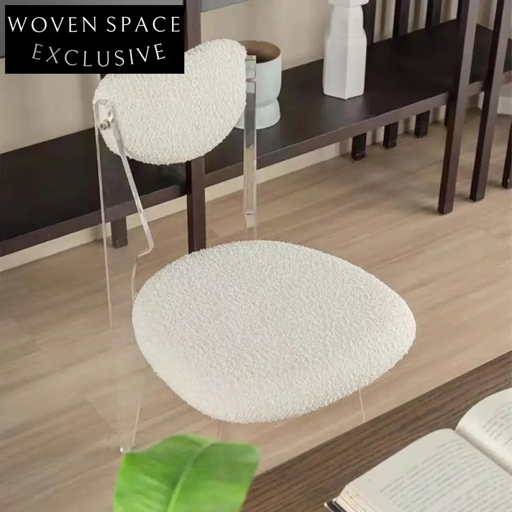 Wabi-Sabi Fabric Dining Chair Heart Backrest Acrylic Legs Modern Design