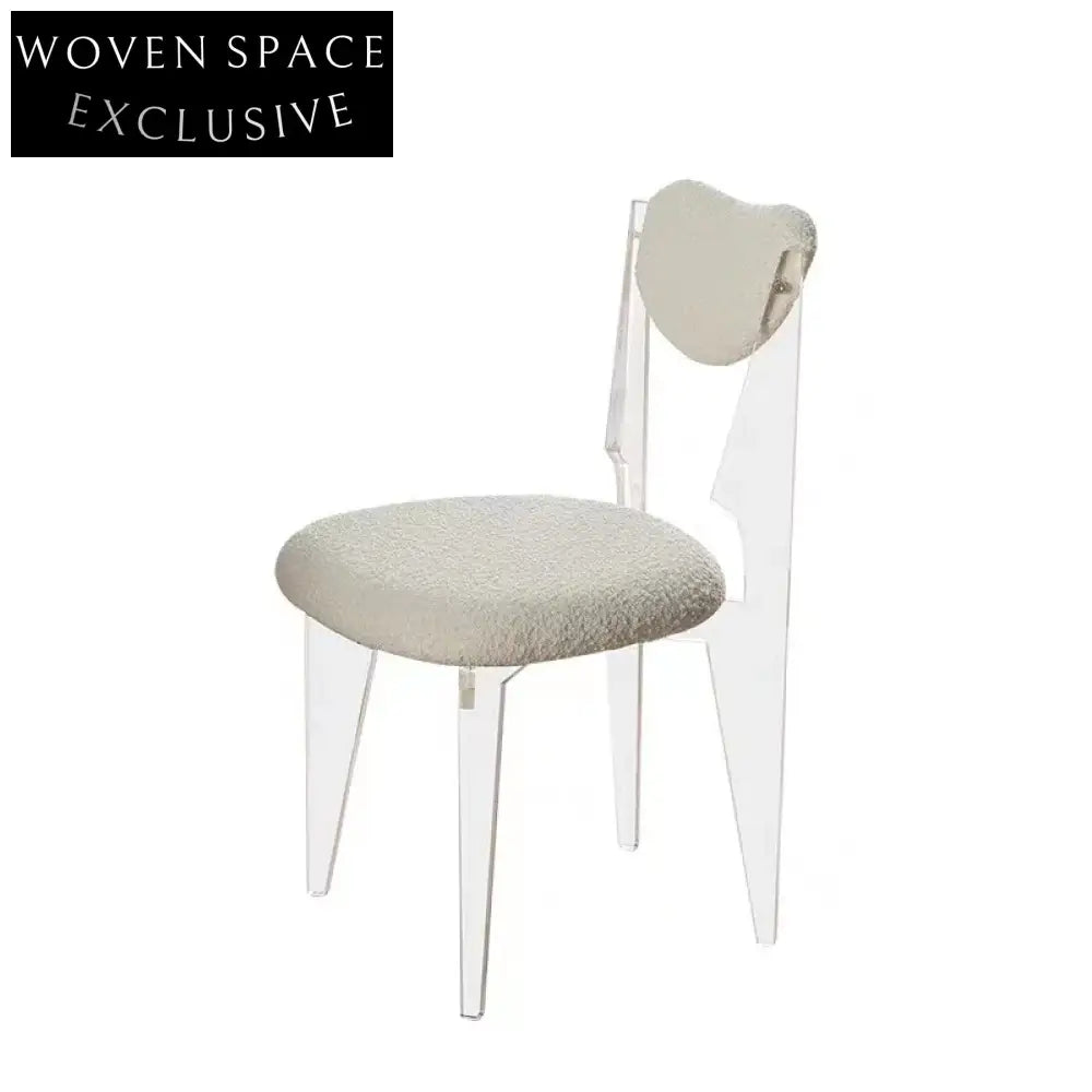 Wabi-Sabi Fabric Dining Chair Heart Backrest Acrylic Legs Modern Design