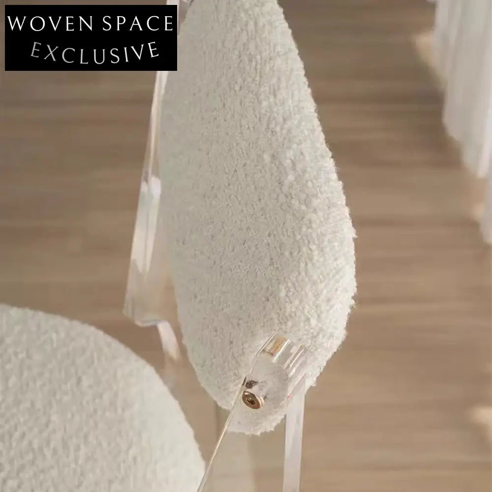 Wabi-Sabi Fabric Dining Chair Heart Backrest Acrylic Legs Modern Design