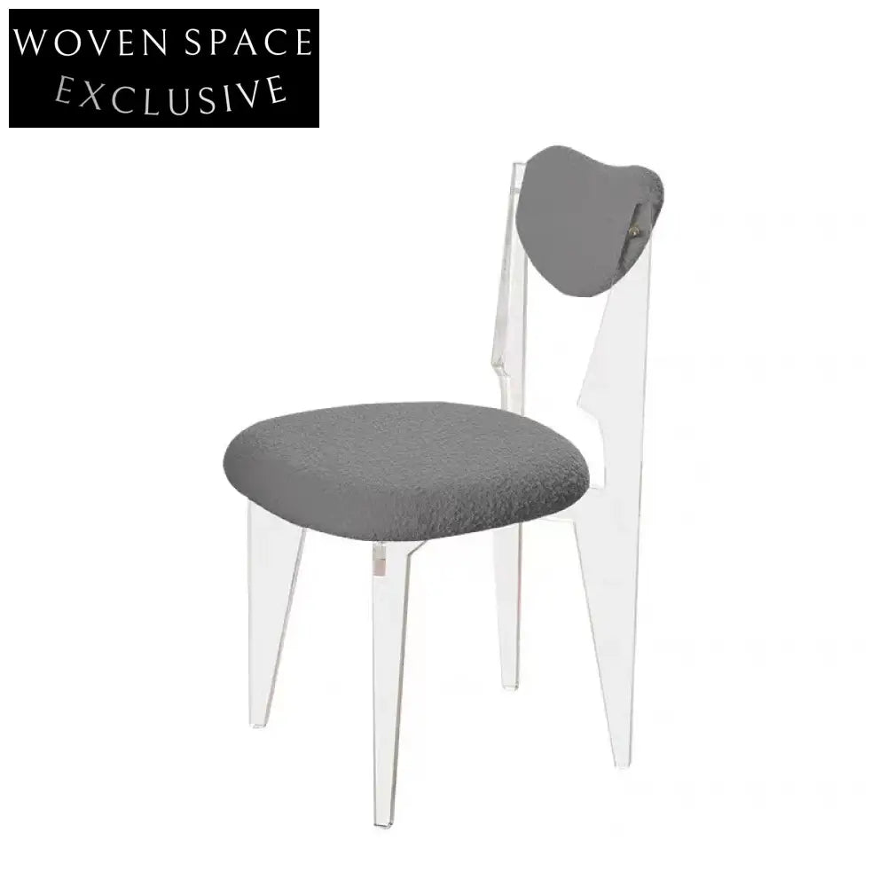 Wabi-Sabi Fabric Dining Chair Heart Backrest Acrylic Legs Modern Design