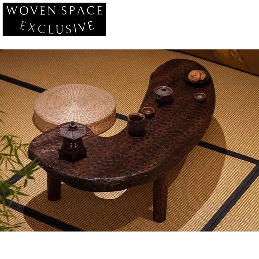 Wabi Sabi Hand Hammered Zen Low Solid Wood Coffee Table