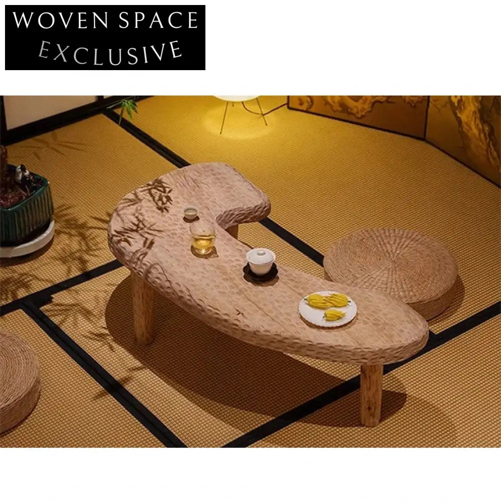 Wabi Sabi Hand Hammered Zen Low Solid Wood Coffee Table