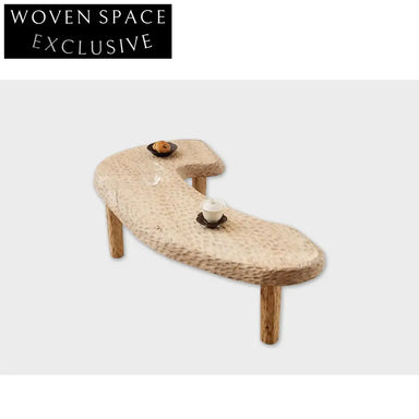 Wabi Sabi Hand Hammered Zen Low Solid Wood Coffee Table