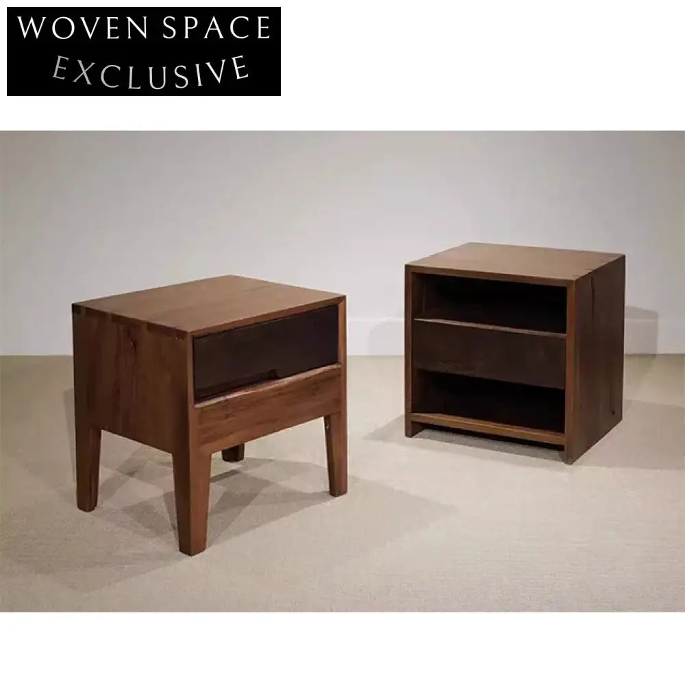 Wabi Sabi Handcrafted Ancient Elm Wood Rustic Bedside Table