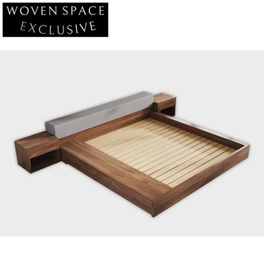 Wabi Sabi Japanese Floor Solid Wood Minimalist Low Profile Bed
