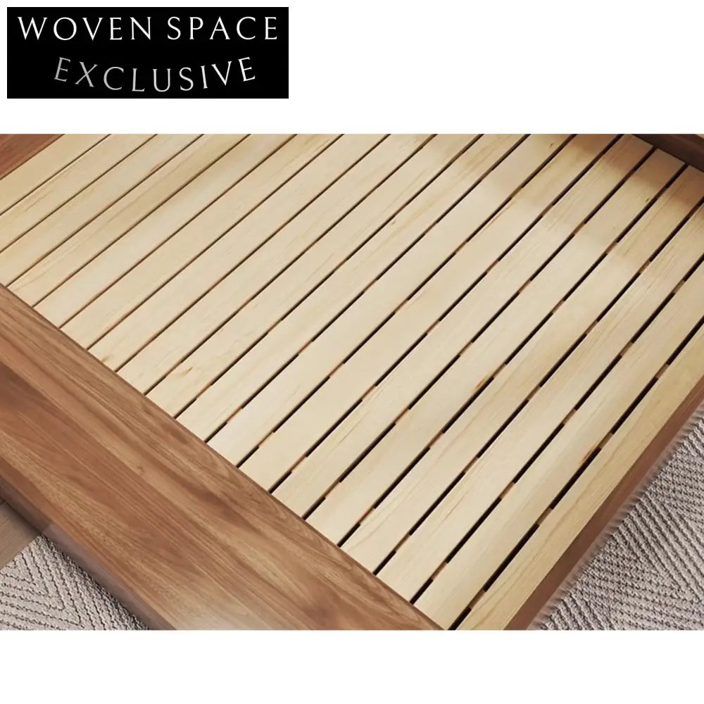 Wabi Sabi Japanese Floor Solid Wood Minimalist Low Profile Bed