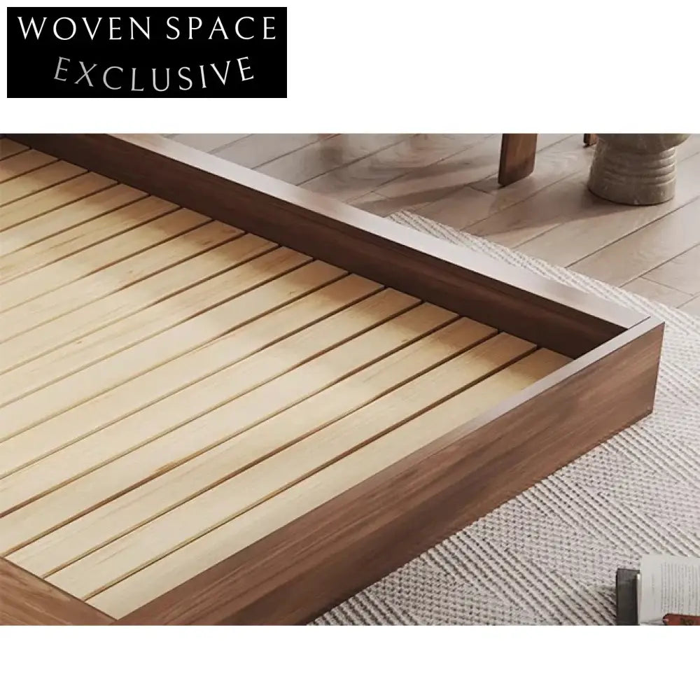 Wabi Sabi Japanese Floor Solid Wood Minimalist Low Profile Bed