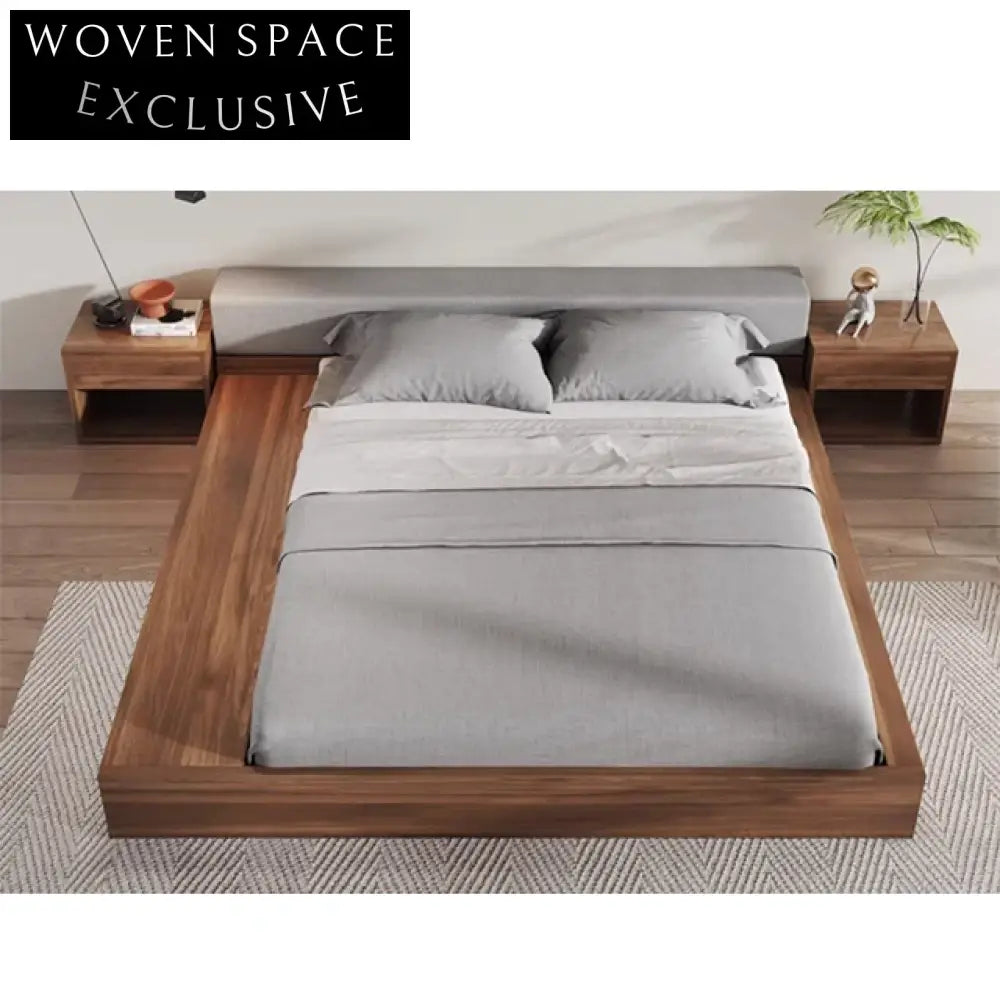Wabi Sabi Japanese Floor Solid Wood Minimalist Low Profile Bed