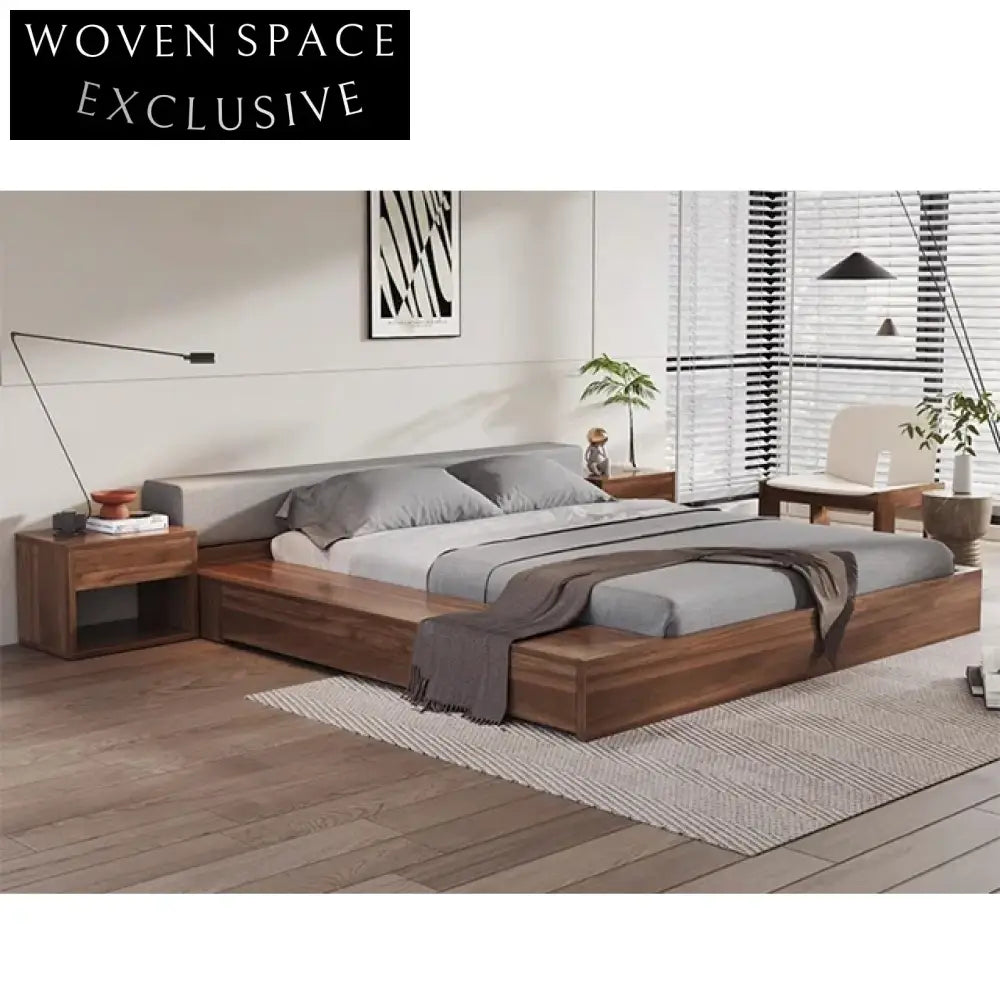 Wabi Sabi Japanese Floor Solid Wood Minimalist Low Profile Bed