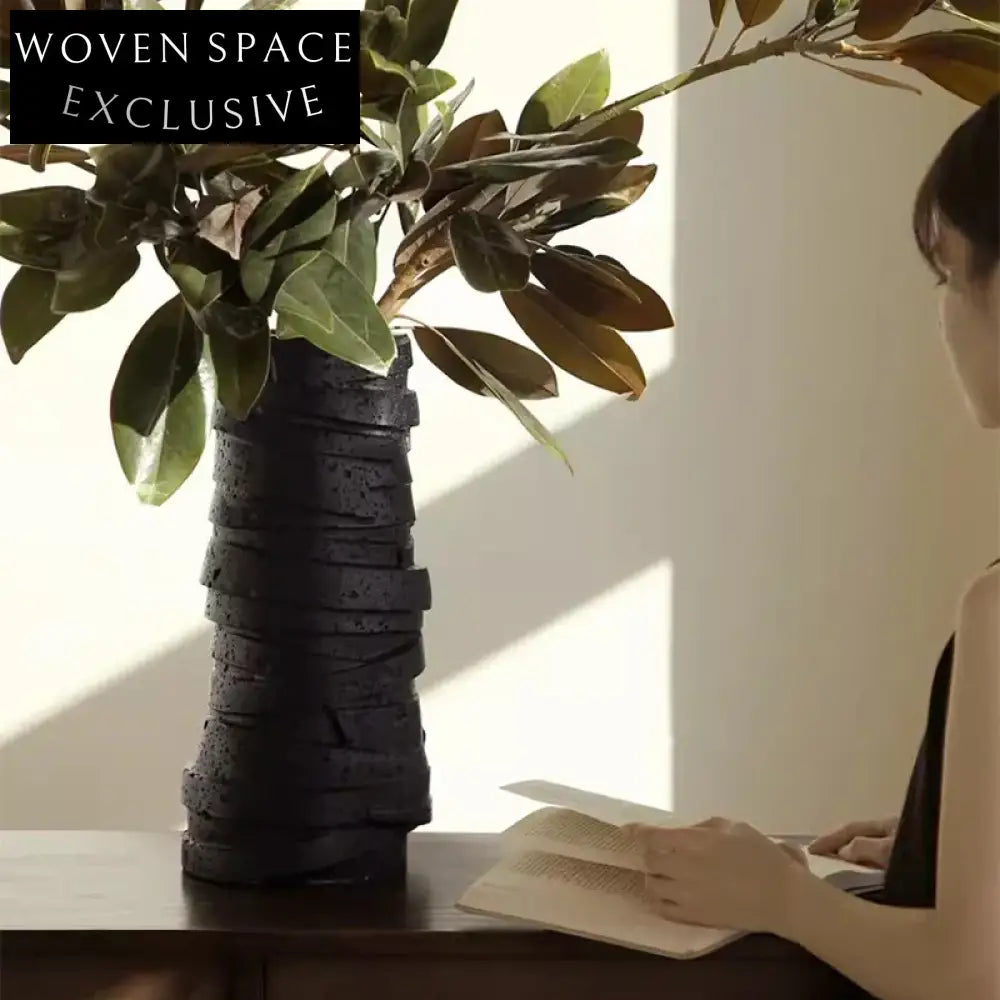 Wabi Sabi Living Room Art Decor Round Tall Resin Centerpiece Flower Vase
