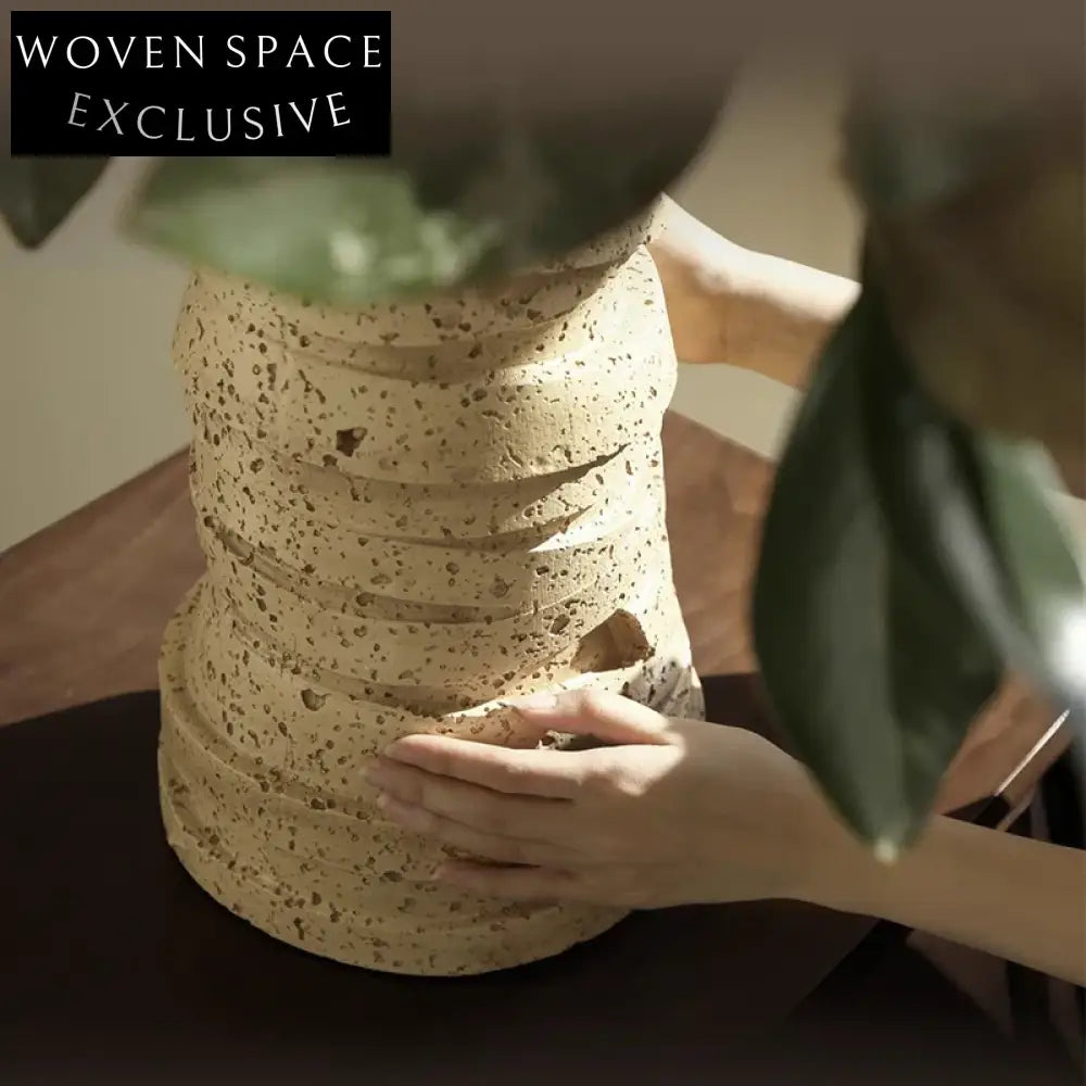 Wabi Sabi Living Room Art Decor Round Tall Resin Centerpiece Flower Vase