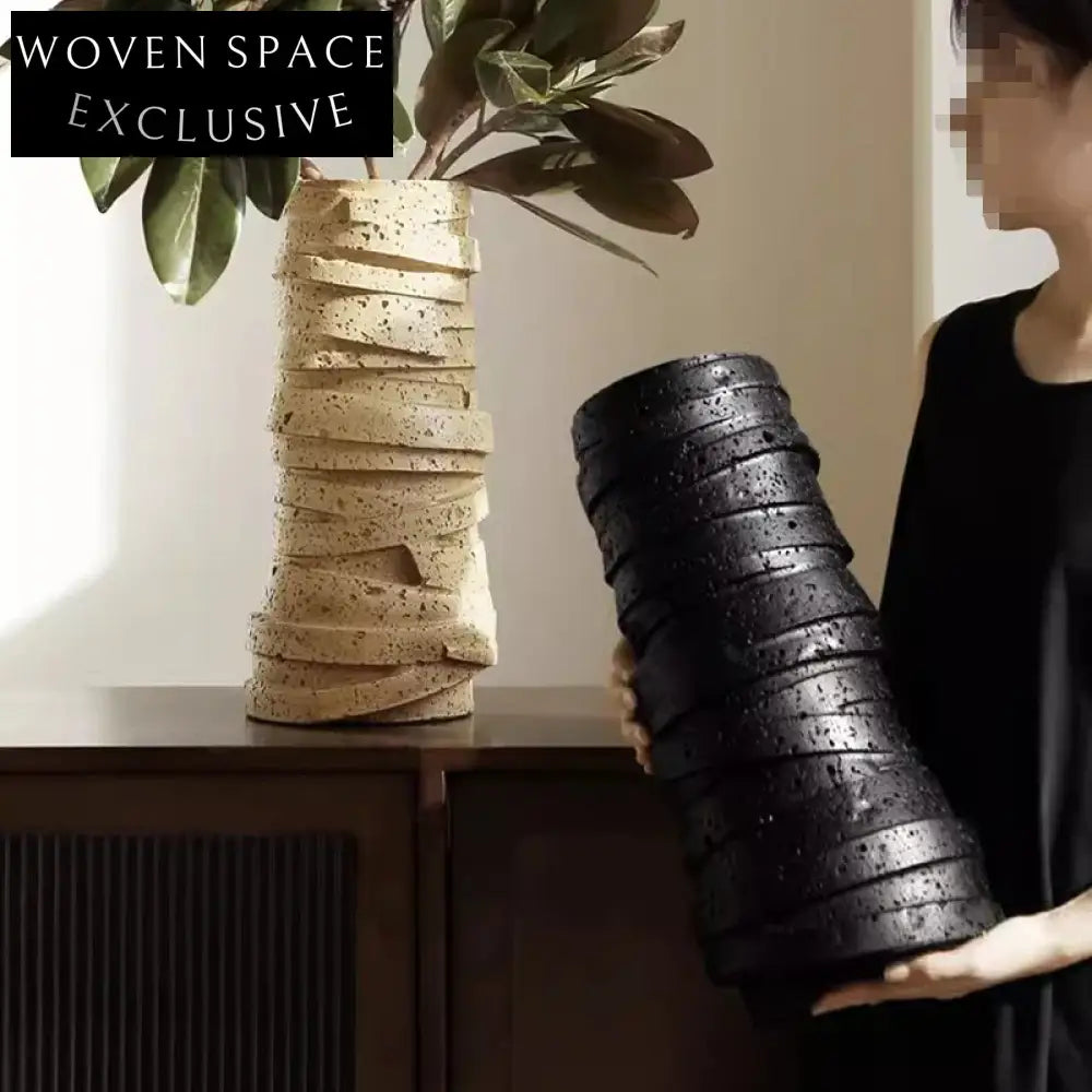 Wabi Sabi Living Room Art Decor Round Tall Resin Centerpiece Flower Vase