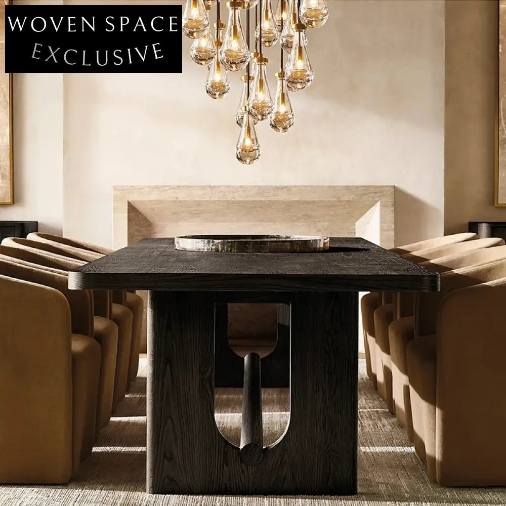 Wabi-Sabi Minimalist Wood Dining Table with Unique Sculptural Base