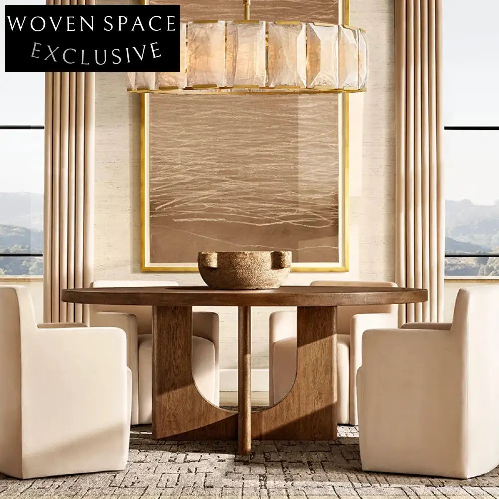 Wabi-Sabi Minimalist Wood Dining Table with Unique Sculptural Base