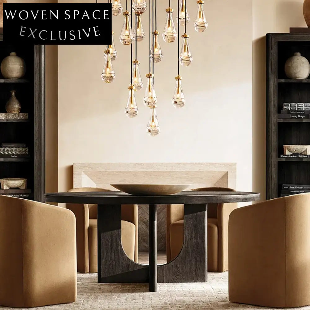 Wabi-Sabi Minimalist Wood Dining Table with Unique Sculptural Base