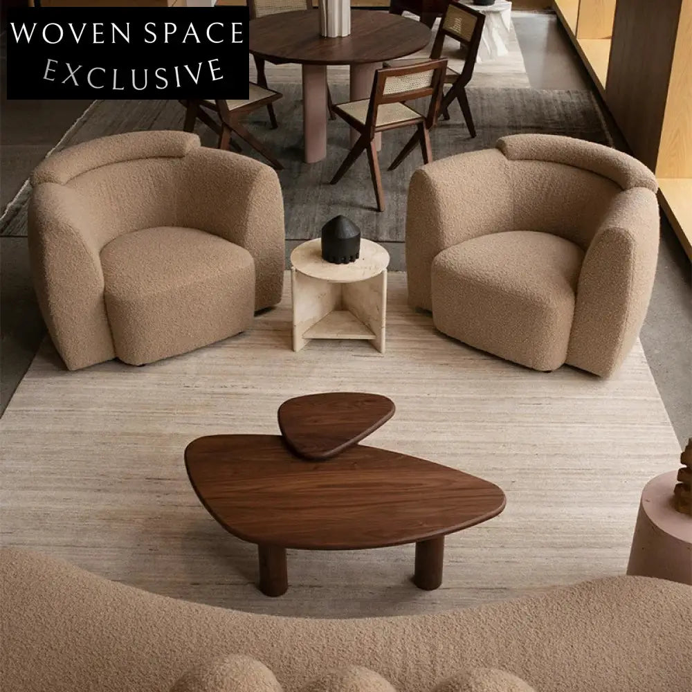 Wabi-Sabi Modern Boucle Fabric Curved Sectional Sofa for Living Room