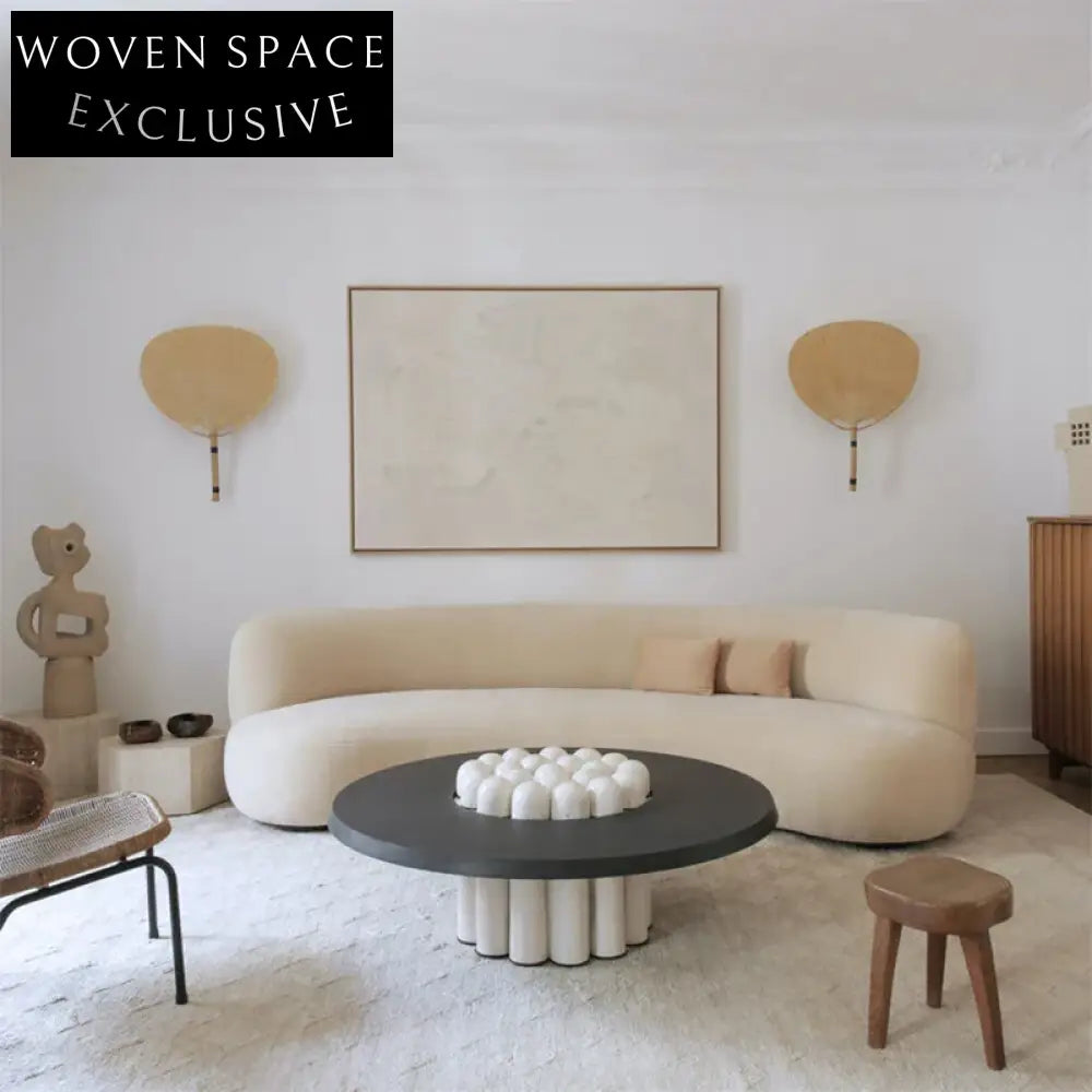 Wabi Sabi Modern Natural Stone Round Designer Coffee Table for Living Room