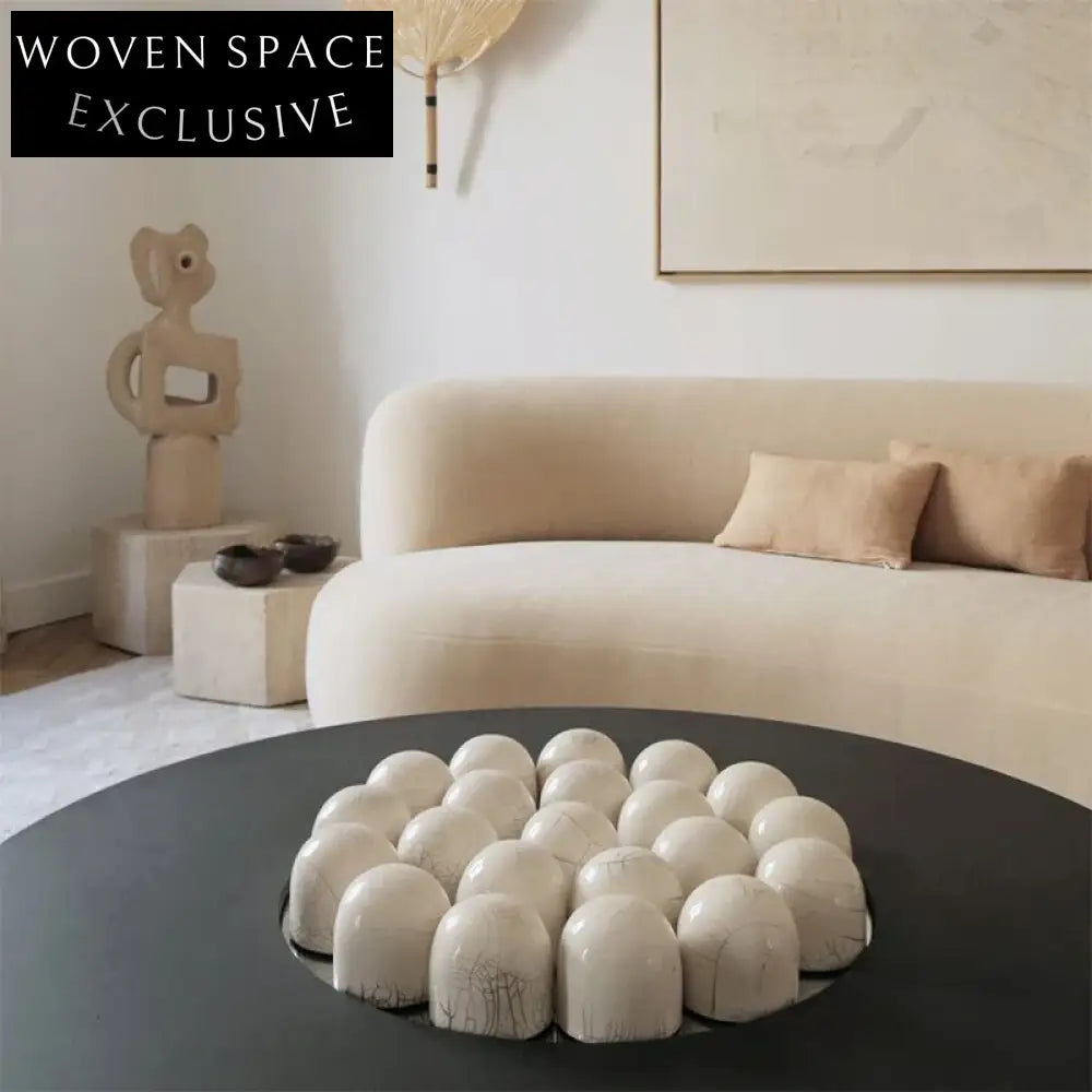 Wabi Sabi Modern Natural Stone Round Designer Coffee Table for Living Room