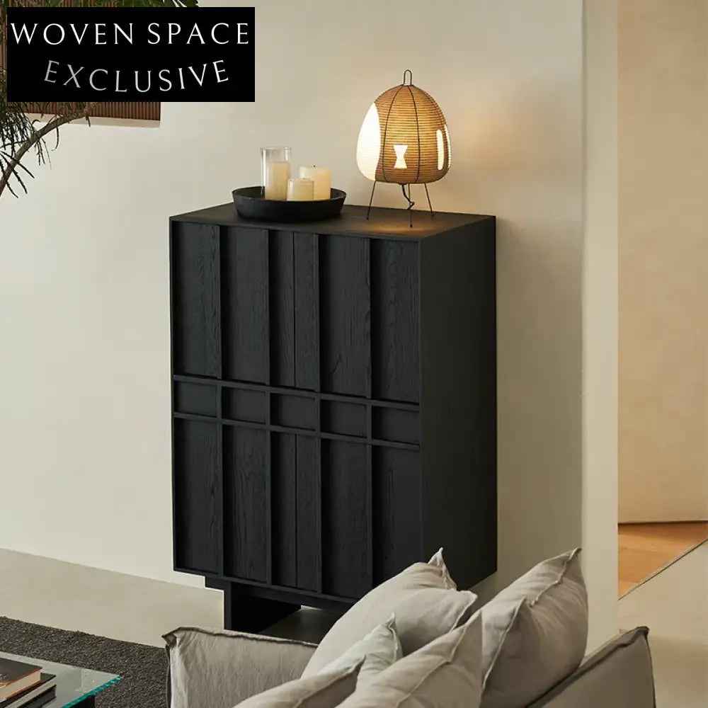 Wabi-Sabi Modern Oak Wood TV Cabinet with Drawers, Living Room Storage Console