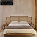 Wabi-Sabi Natural Rattan Solid Ash Wood Modern King Size Platform Bed