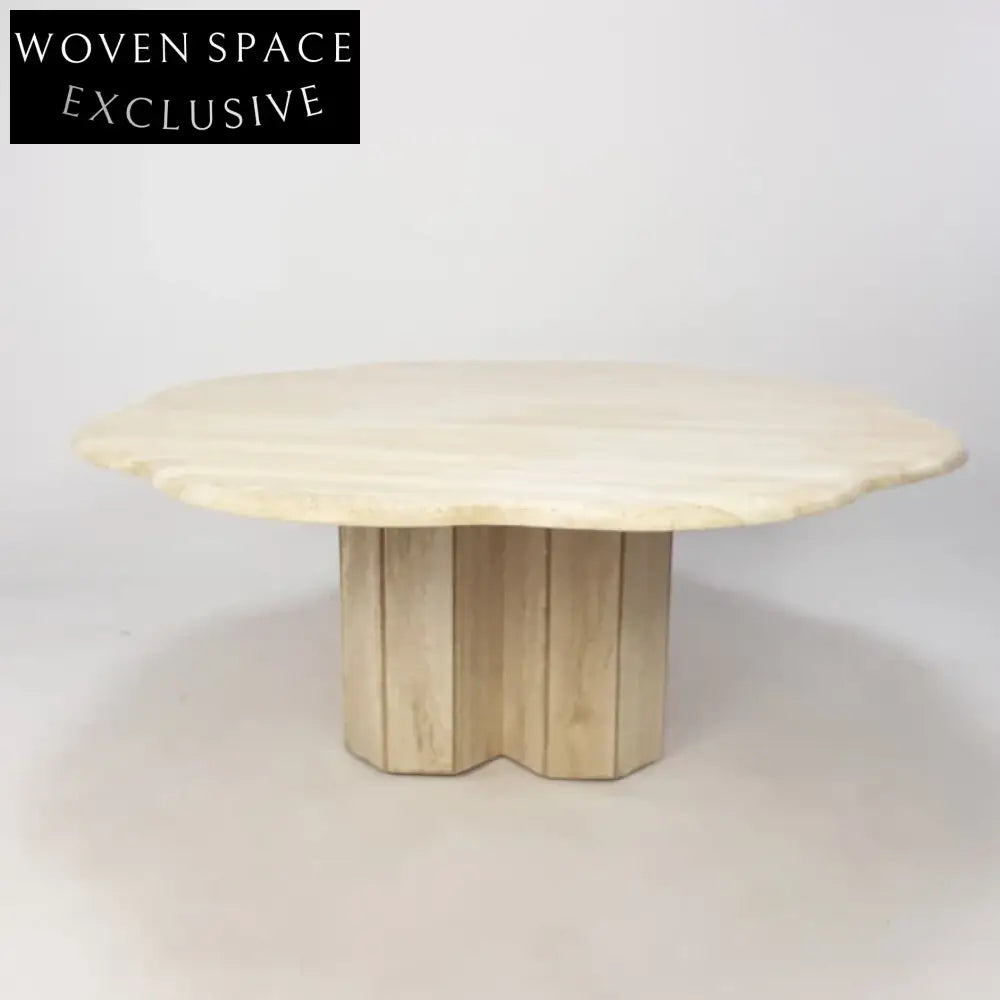 Wabi Sabi Natural Travertine Stone Round Living Room Home Accent Coffee Table