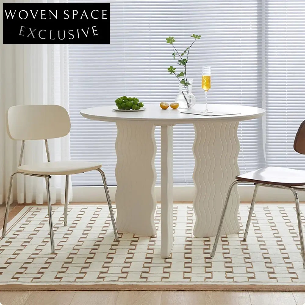 Wabi Sabi Nordic Round Dining Table Marble Top Wood Base for 6