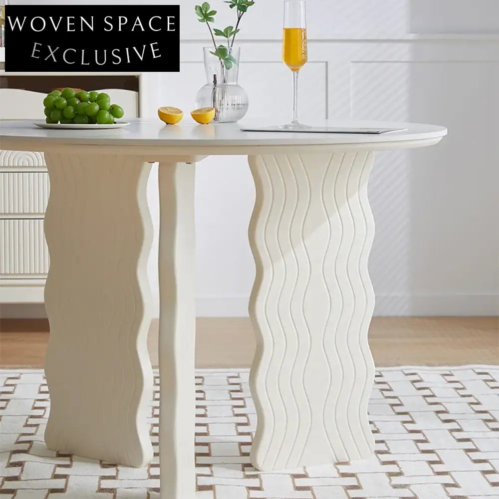 Wabi Sabi Nordic Round Dining Table Marble Top Wood Base for 6