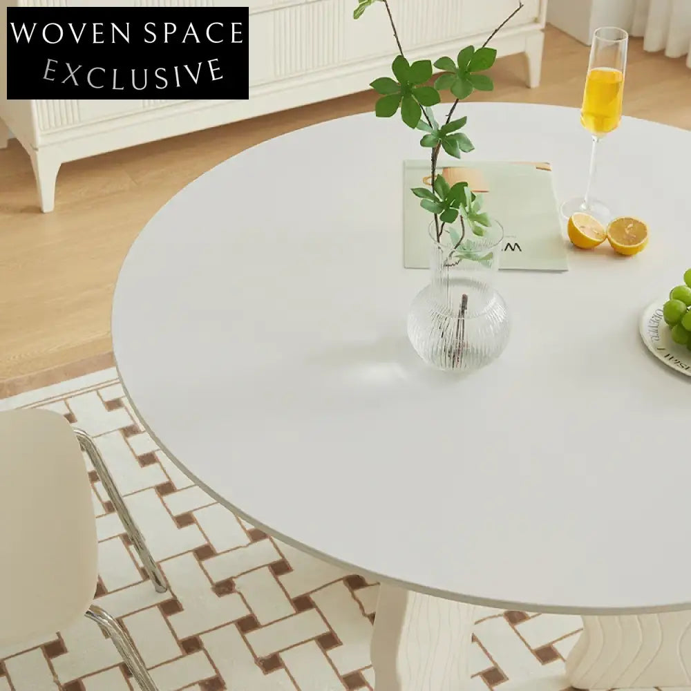 Wabi Sabi Nordic Round Dining Table Marble Top Wood Base for 6