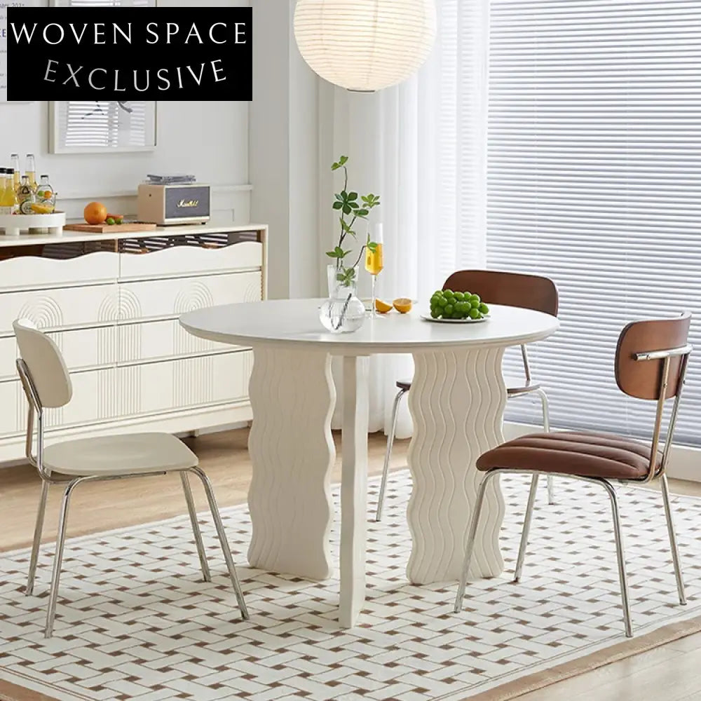 Wabi Sabi Nordic Round Dining Table Marble Top Wood Base for 6