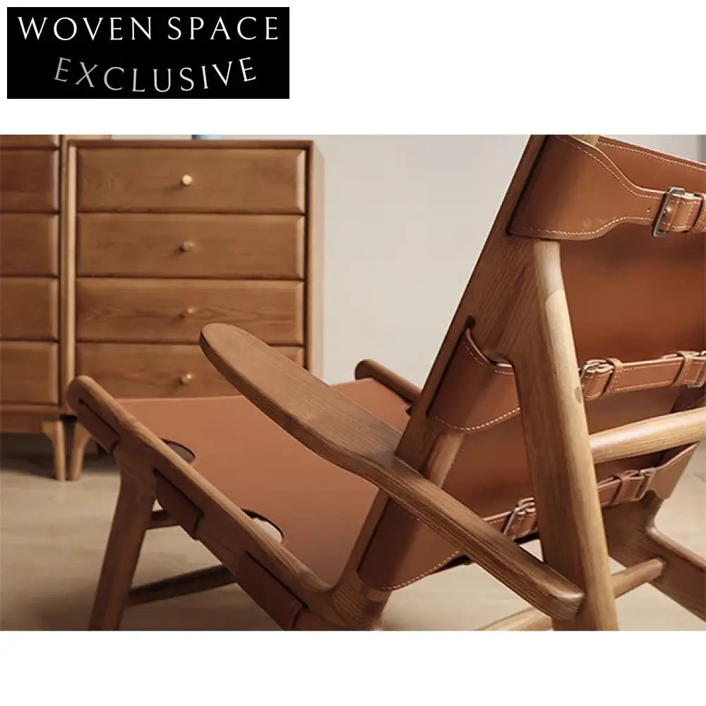 Wabi Sabi Solid Ash Wood Minimalist Fabric Upholstered Leisure Chair