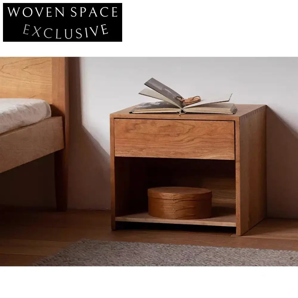 Wabi Sabi Solid Elm Wood Shaker Style Bedside Table
