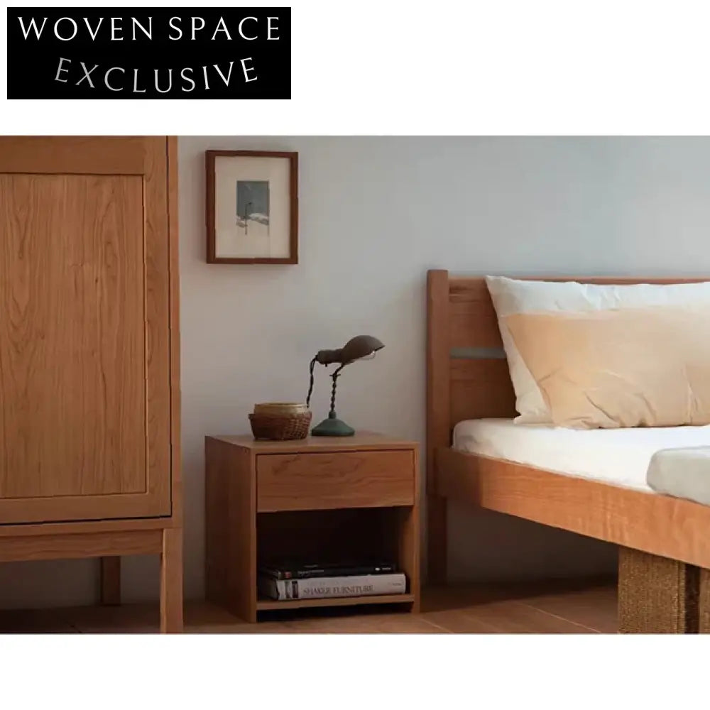 Wabi Sabi Solid Elm Wood Shaker Style Bedside Table