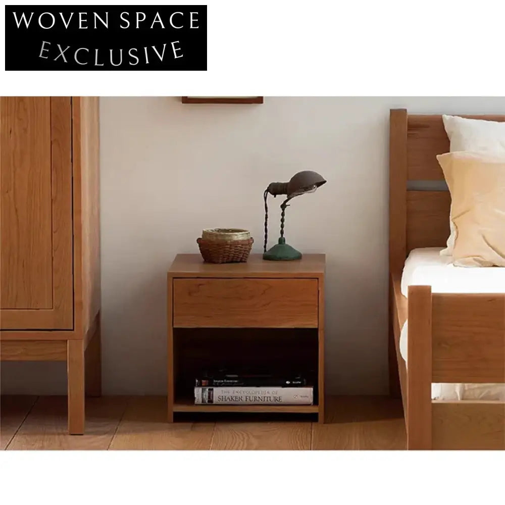 Wabi Sabi Solid Elm Wood Shaker Style Bedside Table
