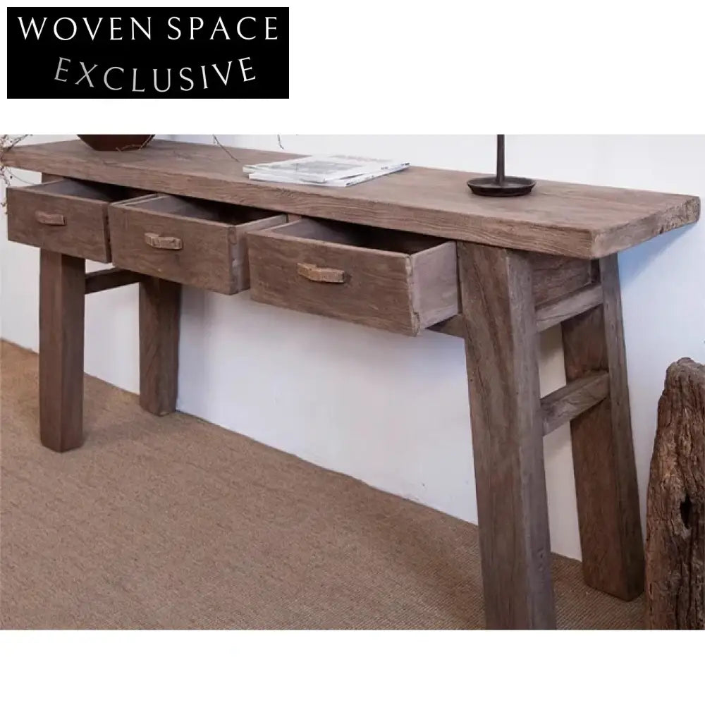 Wabi Sabi Solid Maple Wood Vintage Entrance Cabinet Console Table