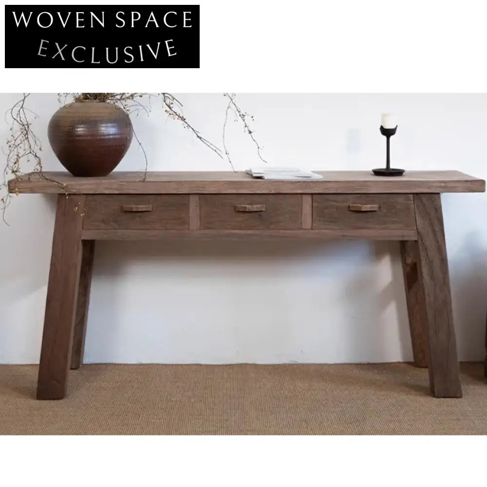 Wabi Sabi Solid Maple Wood Vintage Entrance Cabinet Console Table