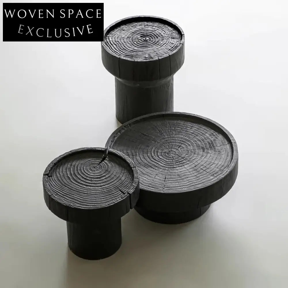Wabi-sabi Solid Pine Wood Round Combination Japanese Style Coffee Table