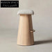 Wabi-sabi Solid Wood Base Bar Stool with Teddy Fabric Seat Chair