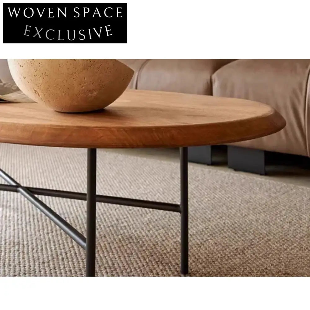 Wabi Sabi Solid Wood Handmade Iron Leg Low Coffee Table