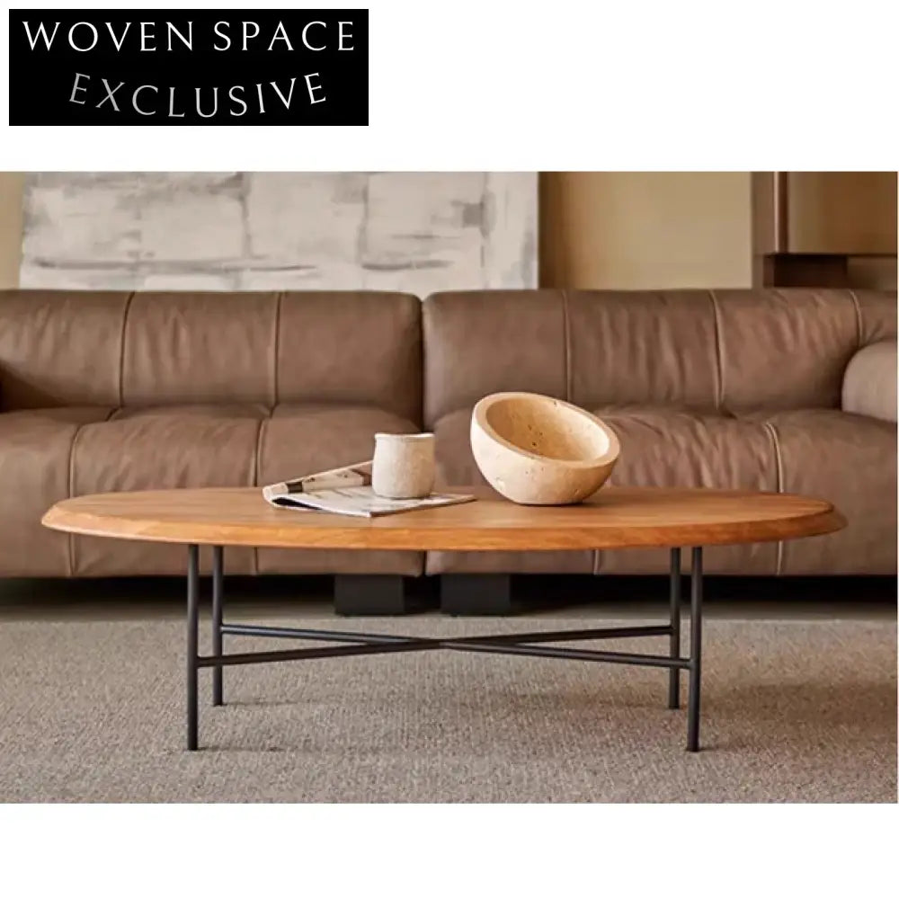 Wabi Sabi Solid Wood Handmade Iron Leg Low Coffee Table