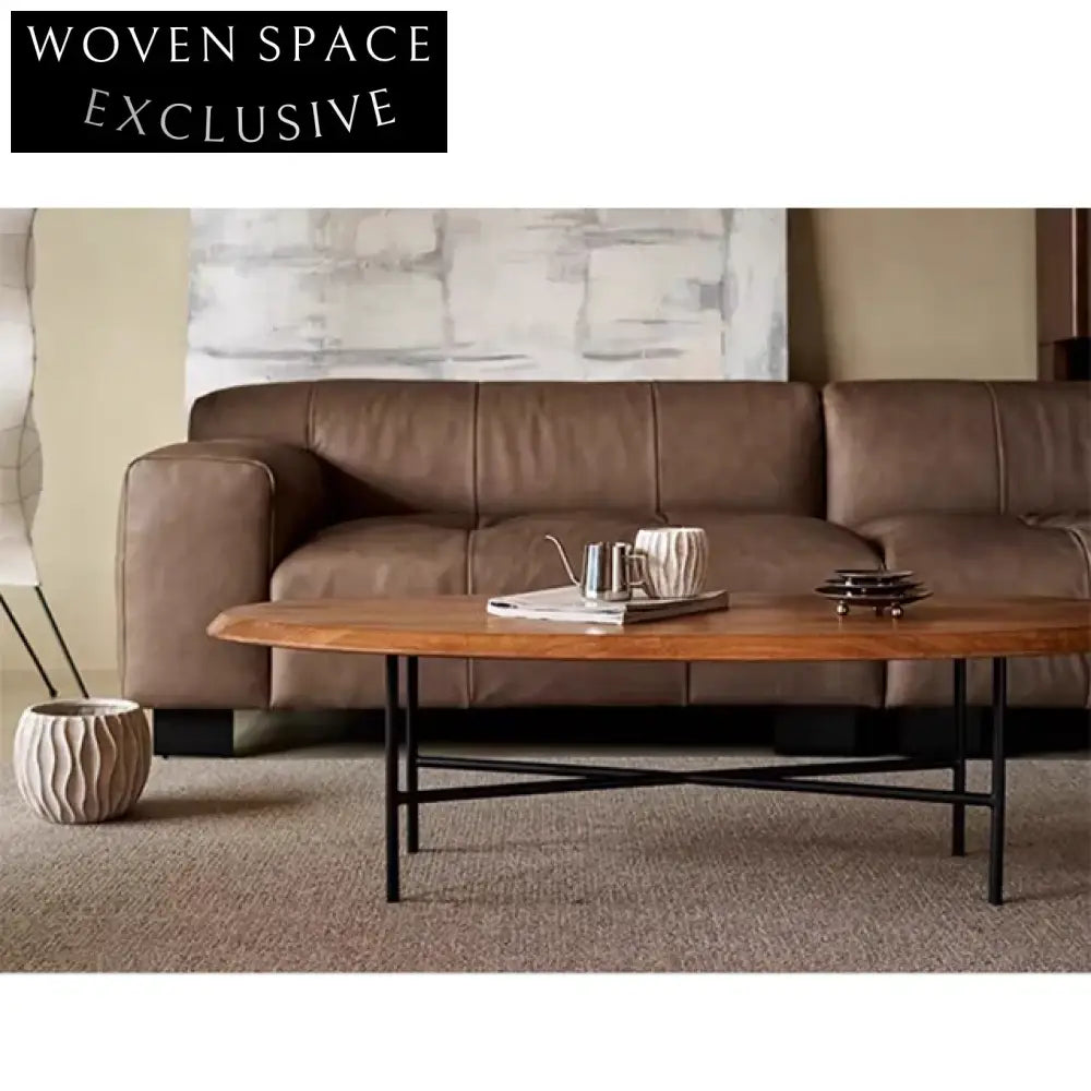 Wabi Sabi Solid Wood Handmade Iron Leg Low Coffee Table