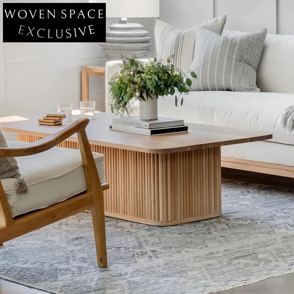 Wabi-Sabi Solid Wood Rectangular Modern Living Room Coffee Table