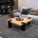 Wabi-Sabi Square Solid Pine Wood Coffee Table with Black Top