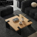Wabi-Sabi Square Solid Pine Wood Coffee Table with Black Top