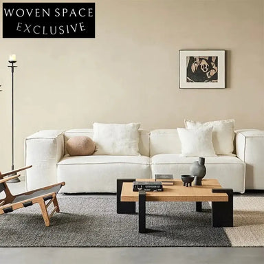 Wabi-Sabi Square Solid Pine Wood Coffee Table with Black Top