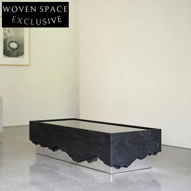 Wabi-sabi Style Cuboid Stainless Steel Coffee Table with Wood Lamination