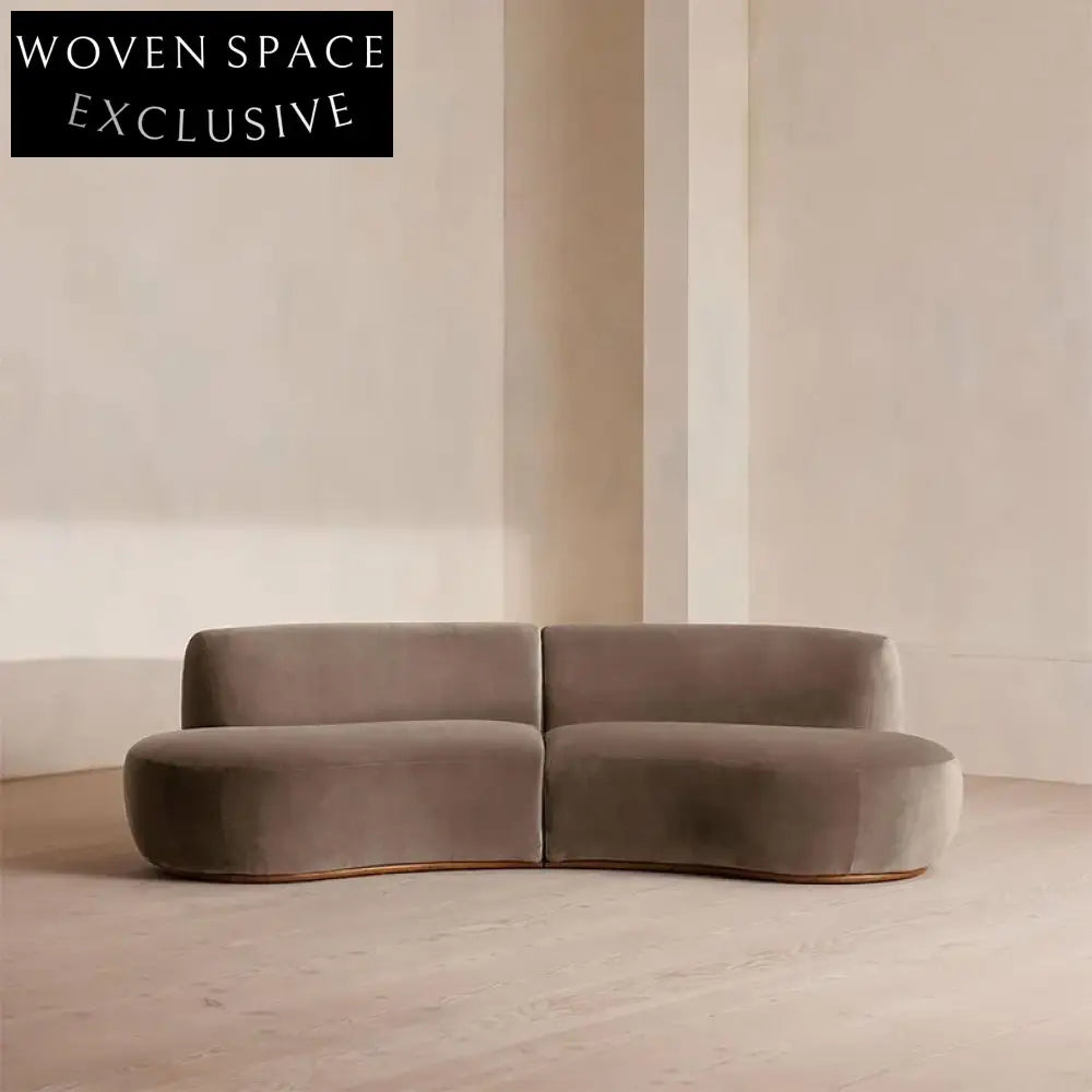 Wabi-Sabi Style Lamb Wool Velvet Recliner Sectional Living Room Sofa