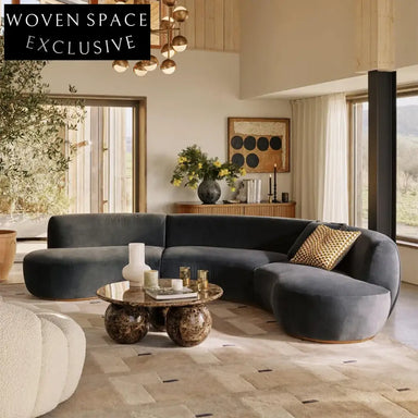 Wabi-Sabi Style Lamb Wool Velvet Recliner Sectional Living Room Sofa